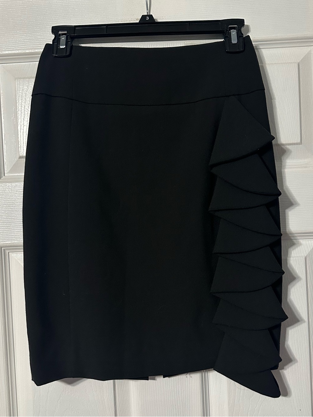 Women's Express Design Studio Black Ruffle Side Pencil Skirt